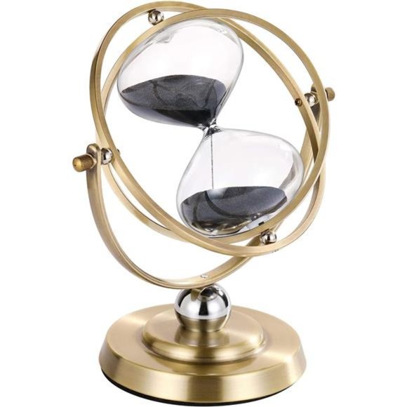 Brass Hourglass 60 Minute, 720° Rotating Vintage Metal Sand Timer, Large Black - Picture 1 of 7